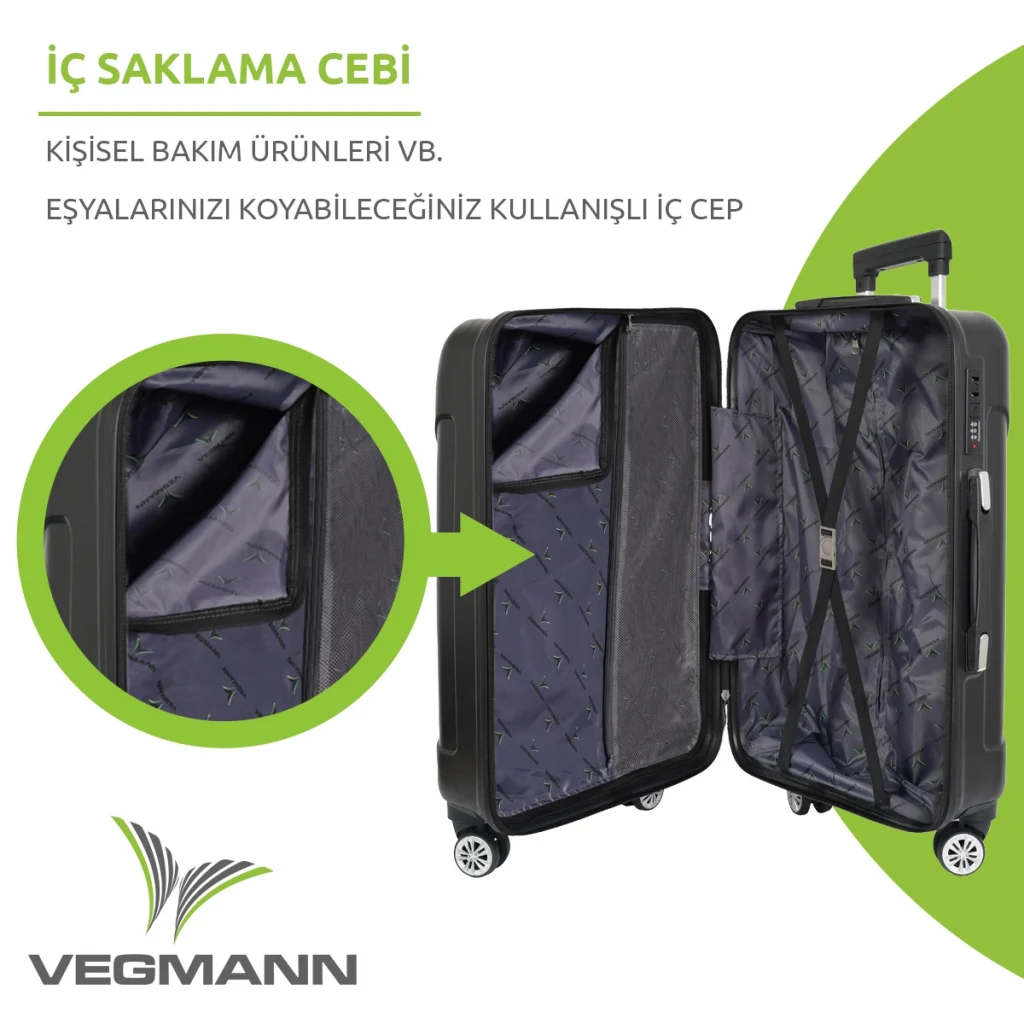 Vegmann Vela Siyah 3lü Valiz Seti