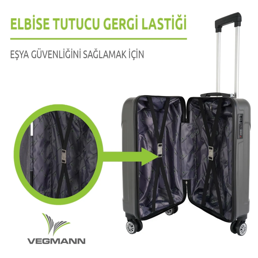 Vegmann Vela Siyah Kabin Boy Valiz