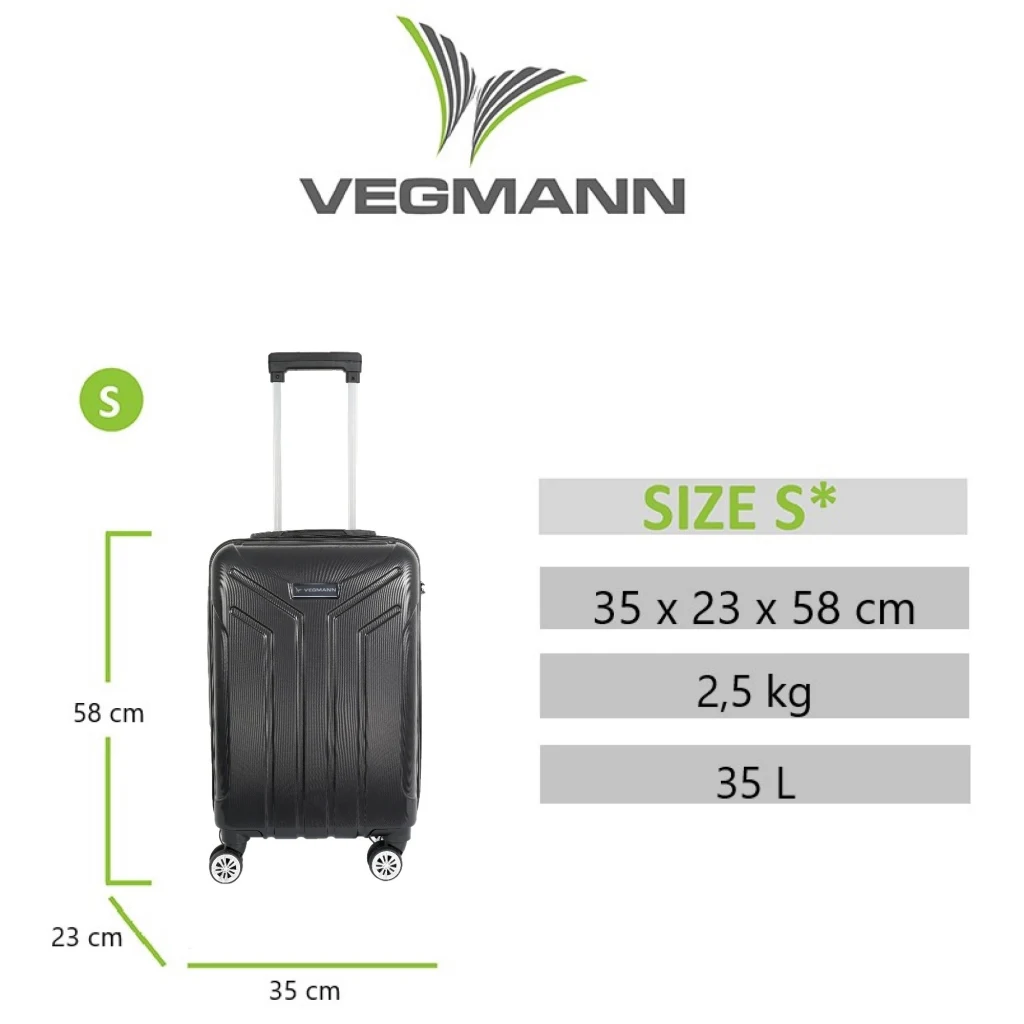 Vegmann Vela Siyah Kabin Boy Valiz