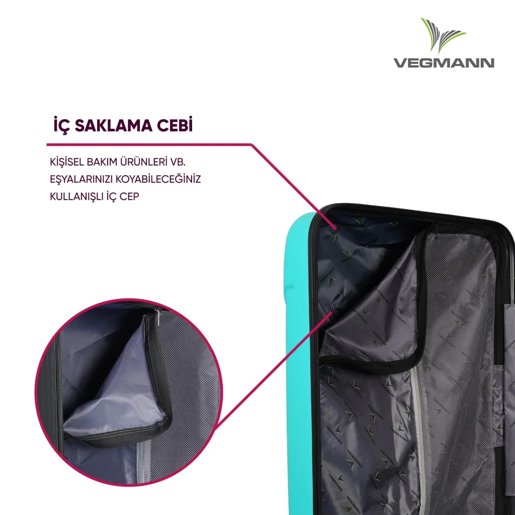 Vegmann Vela Su Yeşili 3lü Valiz seti