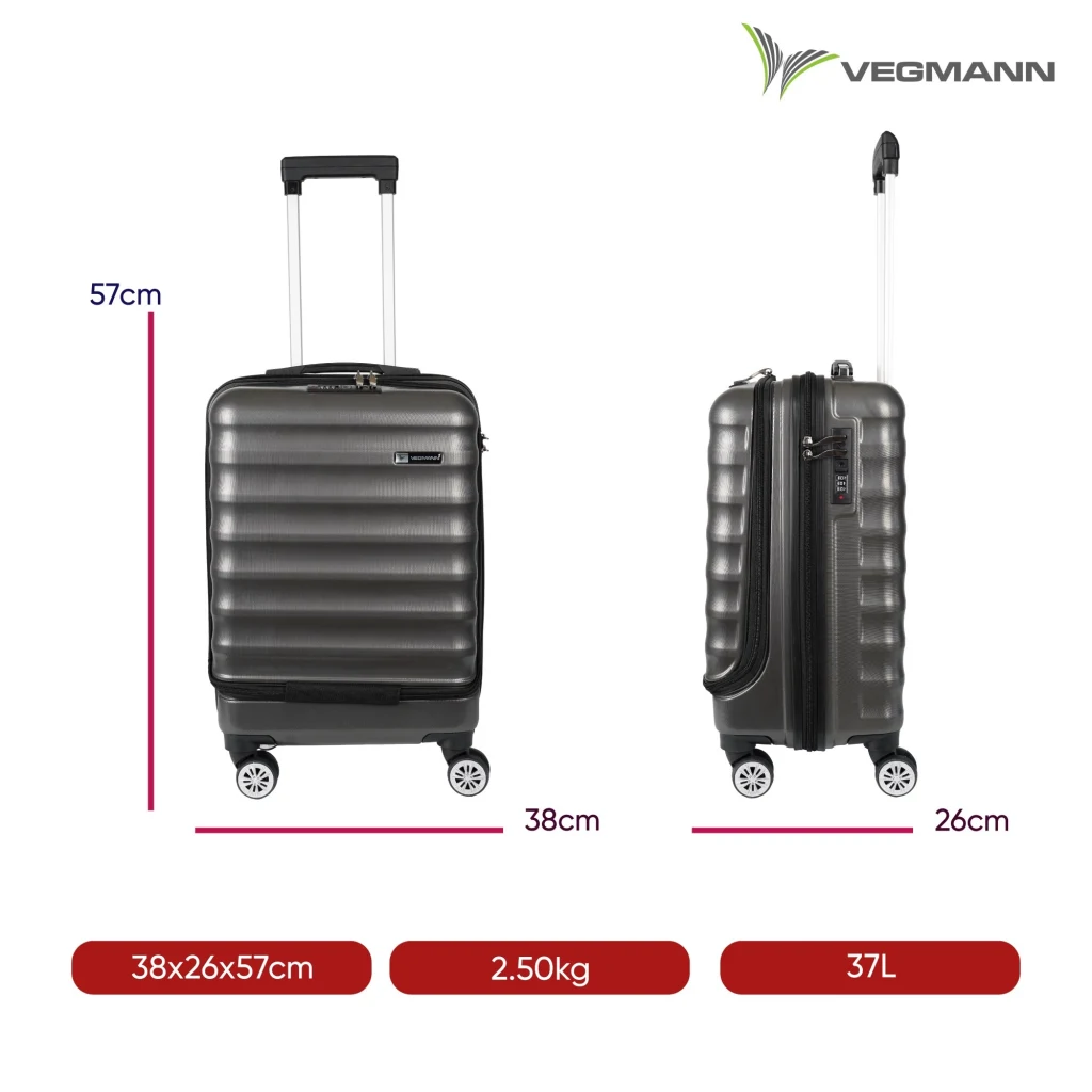 Vegmann Wave Laptop Bölmeli Antrasit Kabin Boy Valiz