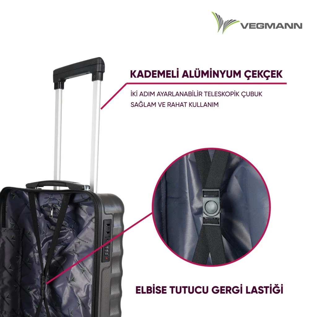 Vegmann Wave Laptop Bölmeli Antrasit Kabin Boy Valiz