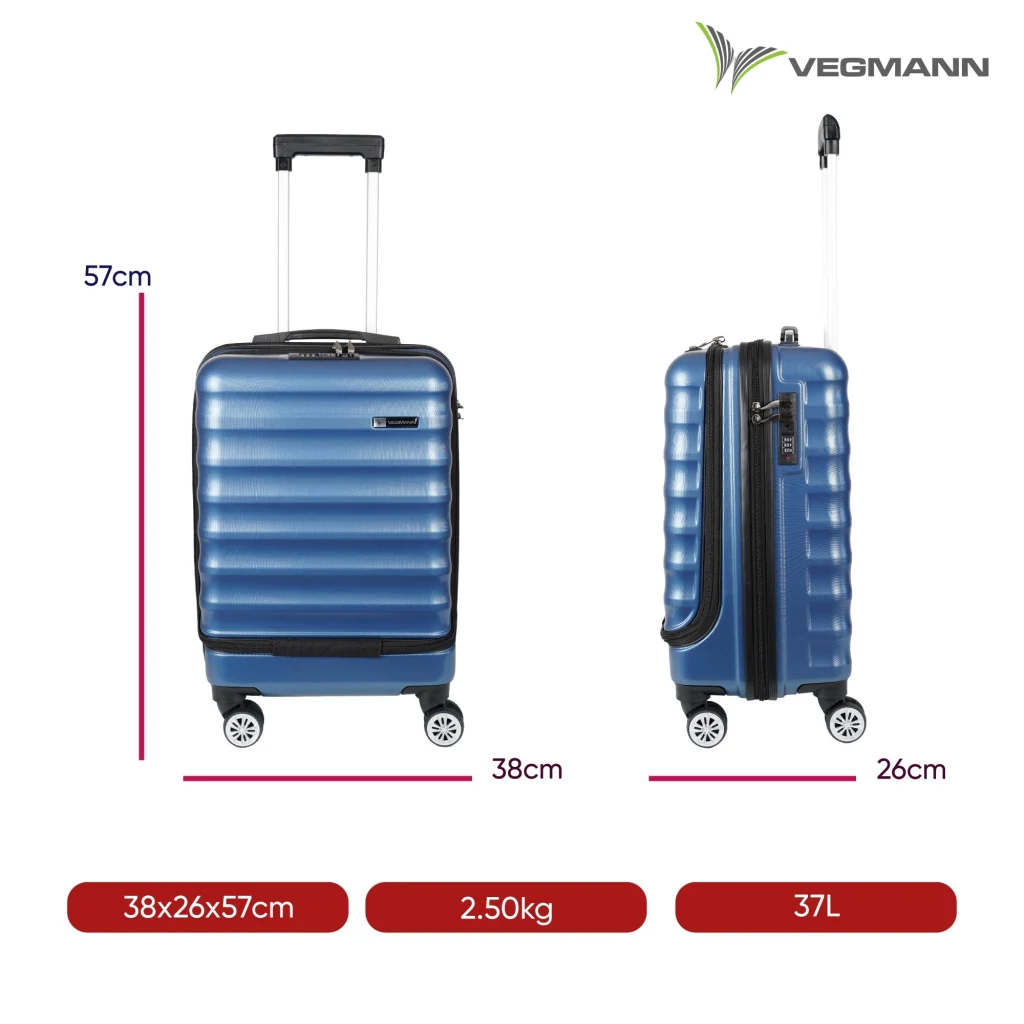 Vegmann Wave Laptop Bölmeli Mavi Kabin Boy Valiz