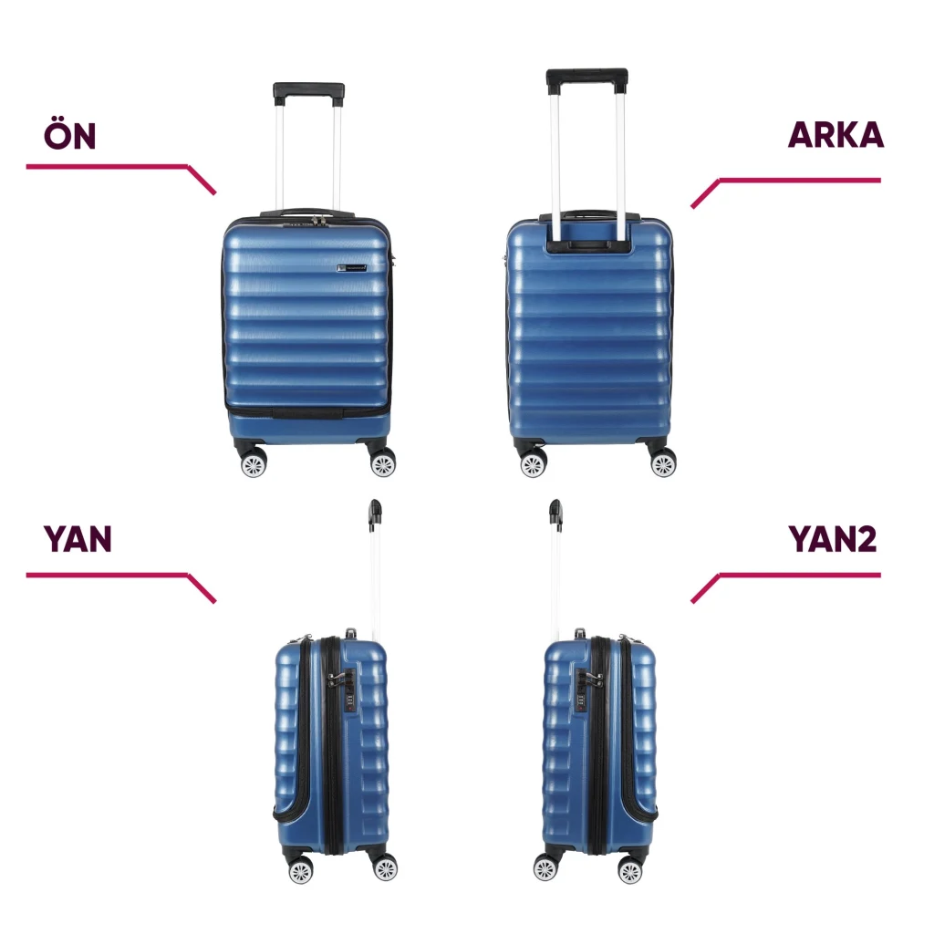 Vegmann Wave Laptop Bölmeli Mavi Kabin Boy Valiz