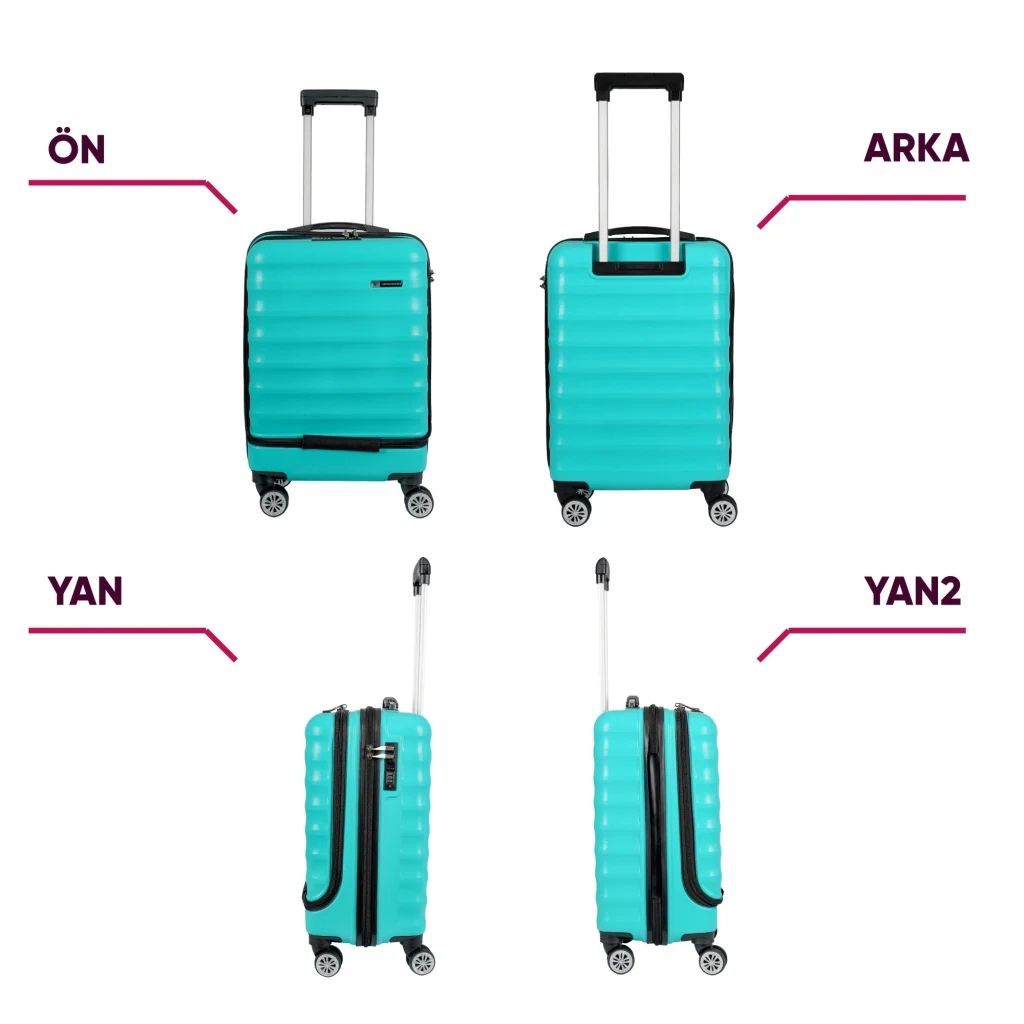 Vegmann Wave Laptop Bölmeli Su Yeşili Kabin Boy Valiz