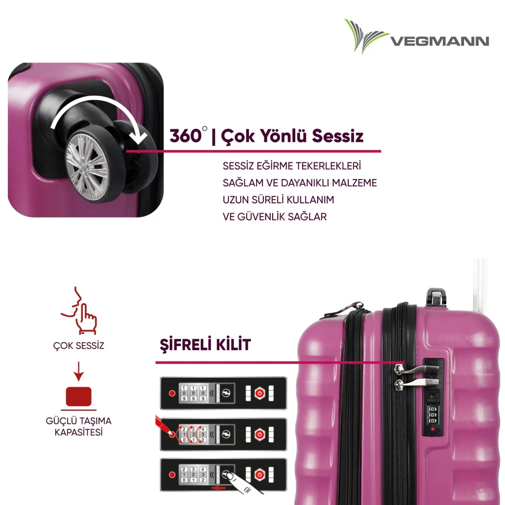 Vegmann Wave Laptop Bölmeli Violet Kabin Boy Valiz