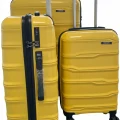Vegmann Sare Tartılı Polipropilen (PP) Kırılmaz Sarı 3 Lü Valiz Seti