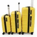 Vegmann Sare Tartılı Polipropilen (PP) Kırılmaz Sarı 3 Lü Valiz Seti