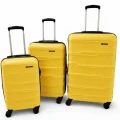 Vegmann Sare Tartılı Polipropilen (PP) Kırılmaz Sarı 3 Lü Valiz Seti