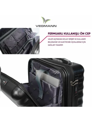 Vegmann Wave Laptop Bölmeli Siyah Kabin Boy Valiz