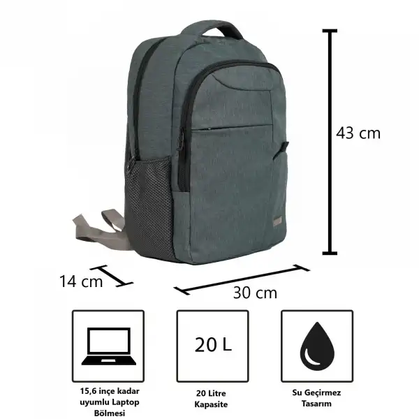 Vegmann Tucana VGM-030 15,6 inç Dizüstü Uyumlu Gri Laptop Sırt Çantası