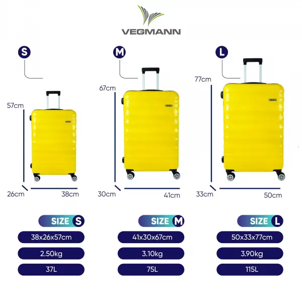 Vegmann Delphin Sarı 3 lü Valiz seti
