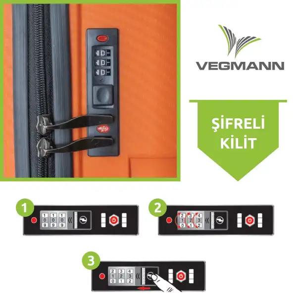 Vegmann Polipropilen (PP) Atlas Turuncu Kabin Boy Valiz