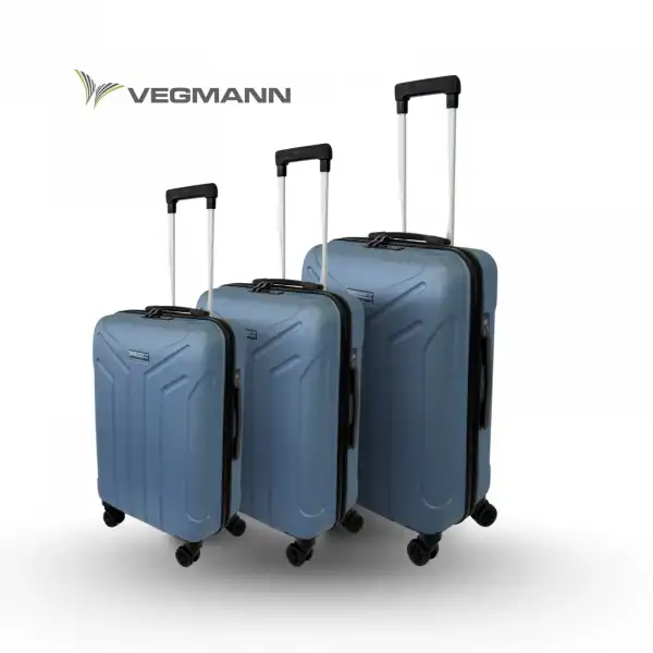 Vegmann Tartılı Scavel Mavi 3 lü Valiz Seti