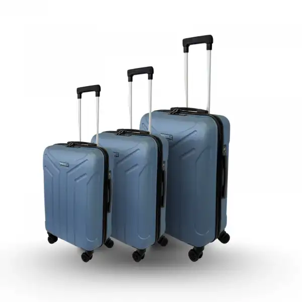 Vegmann Tartılı Scavel Mavi 3 lü Valiz Seti