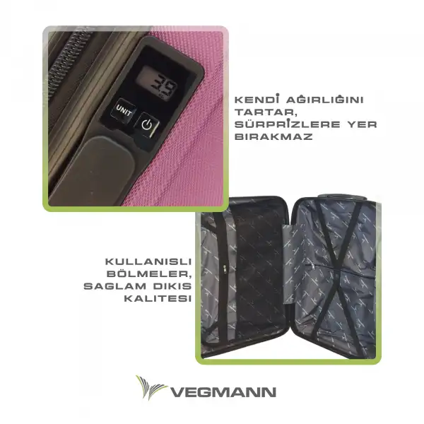 Vegmann Tartılı Scavel Violet 3 lü Valiz Seti