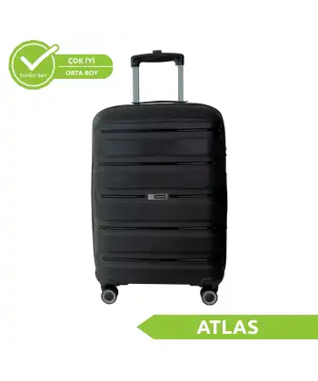 Vegmann Polipropilen (PP) Atlas Siyah Orta Boy Valiz