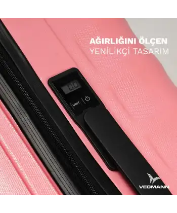 Vegmann Tartılı Scadel Pembe Orta Boy Valiz