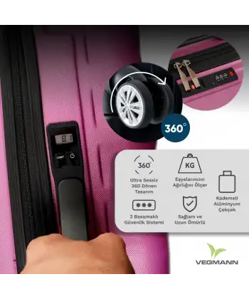 Vegmann Tartılı Scadel Violet Orta Boy Valiz