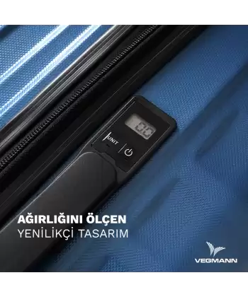 Vegmann Tartılı Scadel Mavi Büyük Boy Valiz