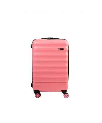 Vegmann Tartılı Scadel Pembe Büyük Boy Valiz