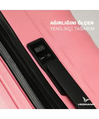Vegmann Tartılı Scadel Pembe Büyük Boy Valiz