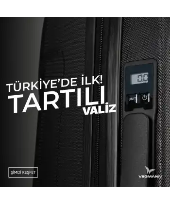 Vegmann Tartılı Scadel Siyah Büyük Boy Valiz
