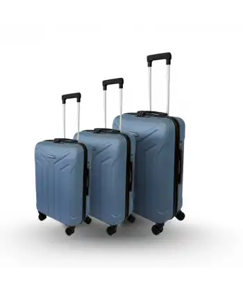 Vegmann Tartılı Scavel Mavi 3 lü Valiz Seti