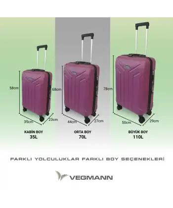 Vegmann Tartılı Scavel Violet 3 lü Valiz Seti