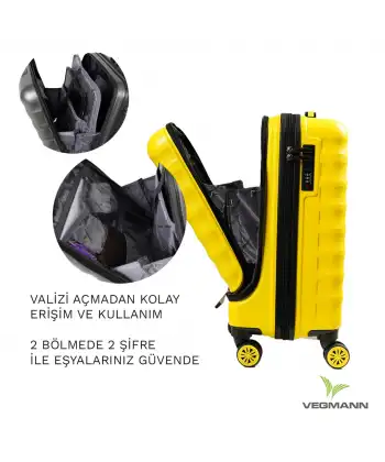 Vegmann Wave Laptop Bölmeli Sarı Kabin Boy Valiz