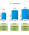 Vegmann Polipropilen (PP) Atlas Mavi 3lü Valiz Seti