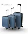 Vegmann Tartılı Scavel Mavi 3 lü Valiz Seti