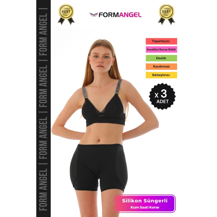 #Korse Silikon Süngerli Basen Dolgulu Korse Kum Saati Şekillendirici Dolgunlaştırıcı Korse - 3 Adet