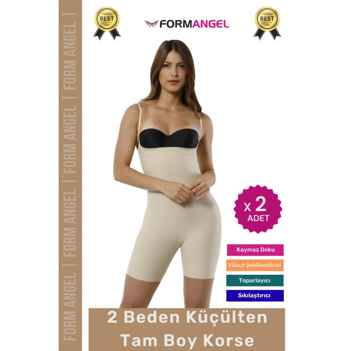 #Korse Lazer Kesim Kaymayı Önleyen Doku Dikişsiz İz Göstermeyen Toparlayıcı Tam Boy Korse - 2 Adet