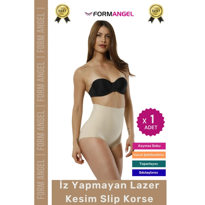 #Korse 2 Beden İncelten Toparlayıcı İz Göstermeyen Kaymaz Kadın Lazer Kesim Slip Korse - 1 Adet