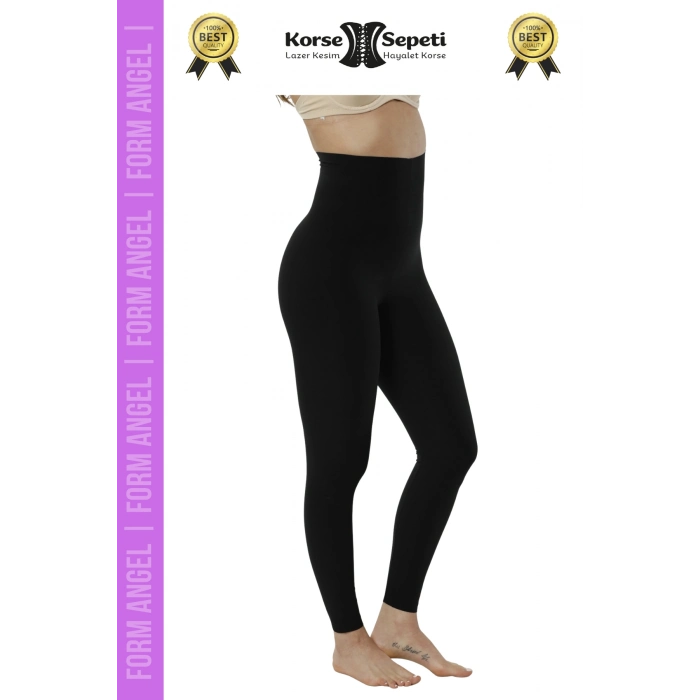 #Tayt 2 Beden Küçülten Diz İz Yapmayan Kaymaz Toparlayıcı Lazer Kesim Yüksek Bel Korseli Tayt