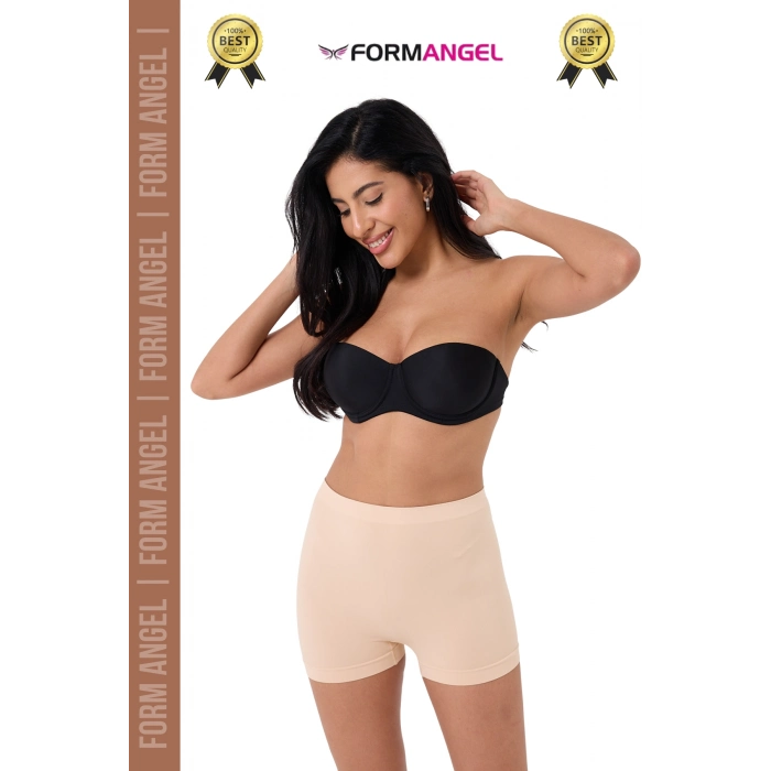 #Şort 2 Beden Küçülten Toparlayıcı Bel Sıkılaştırıcı Şekillendirici Yüksek Bel Dikişsiz Boxer Şort