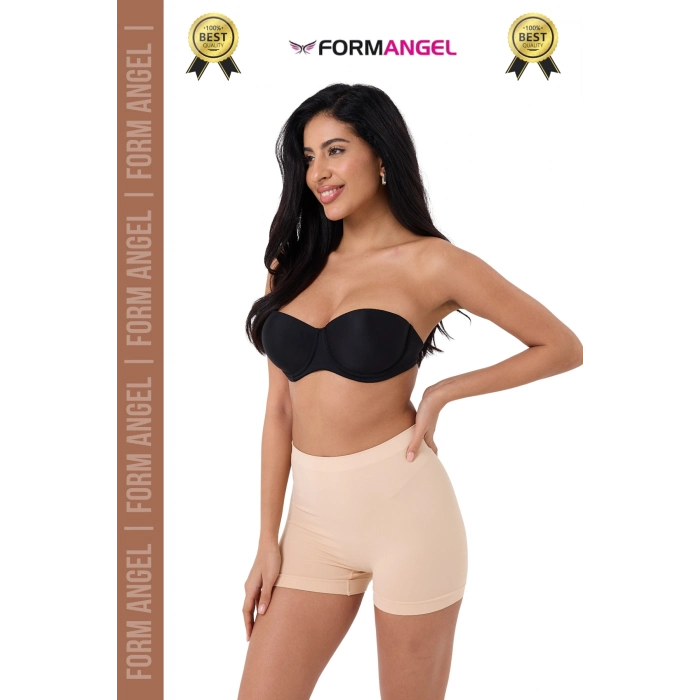 #Şort 2 Beden Küçülten Toparlayıcı Bel Sıkılaştırıcı Şekillendirici Yüksek Bel Dikişsiz Boxer Şort