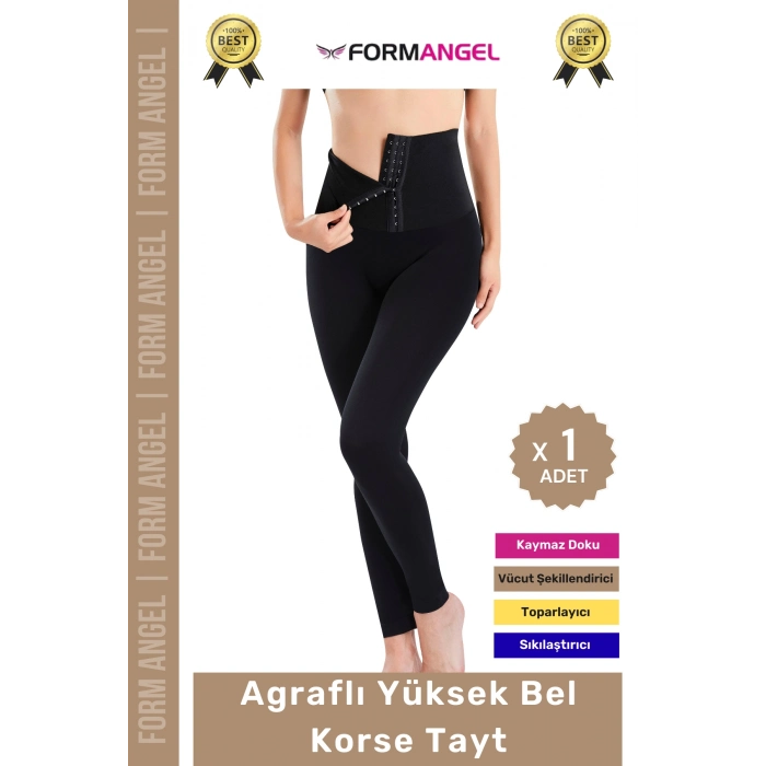 #Tayt İç Göstermeyen Karın Mide Bel Toparlayan Sıkılaştıran Kadın Spor Agraflı Yüksek Bel Korse Tayt