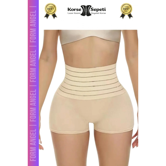 #Korse Vücut Toparlayıcı Şekillendirici Kaymaz Doku Lazer Kesim Yüksek Bel Boxer Korse - 5 Adet