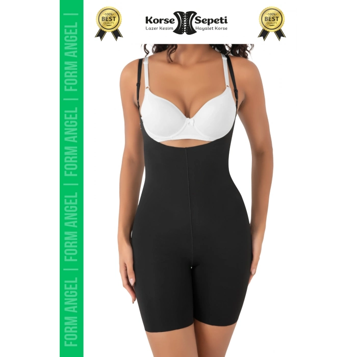 #Korse 2 Beden Küçülten Sıkılaştırıcı Kaymaz Kadın Lazer Kesim Tam Boy Askılı Korse - 5 Adet