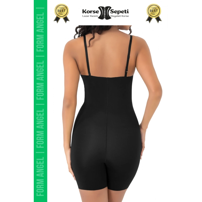 #Korse 2 Beden Küçülten Sıkılaştırıcı Kaymaz Kadın Lazer Kesim Tam Boy Askılı Korse - 1 Adet