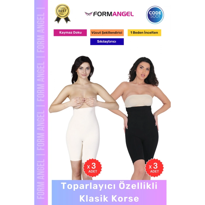 #Korse İz Göstermeyen Kaymaz Dikişsiz Vücut Şekillendiren Kalça Toparlayıcı Klasik Korse 6lı Set