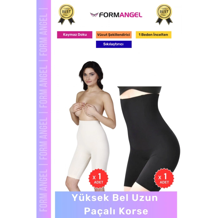 #Korse Lazer Kesim İz Göstermez Toparlayıcı Kaymaz Kadın Yüksek Bel Uzun Paçalı Korse 2li Set