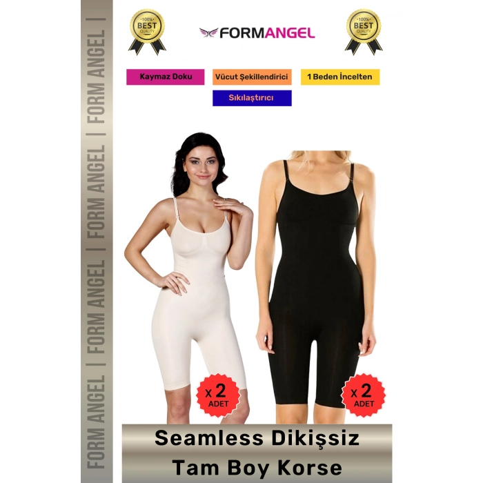 #Korse Masaj Özellikli İz Göstermeyen Kaymaz Dikişsiz Toparlayıcı Kadın Tam Boy Korse 4lü Set