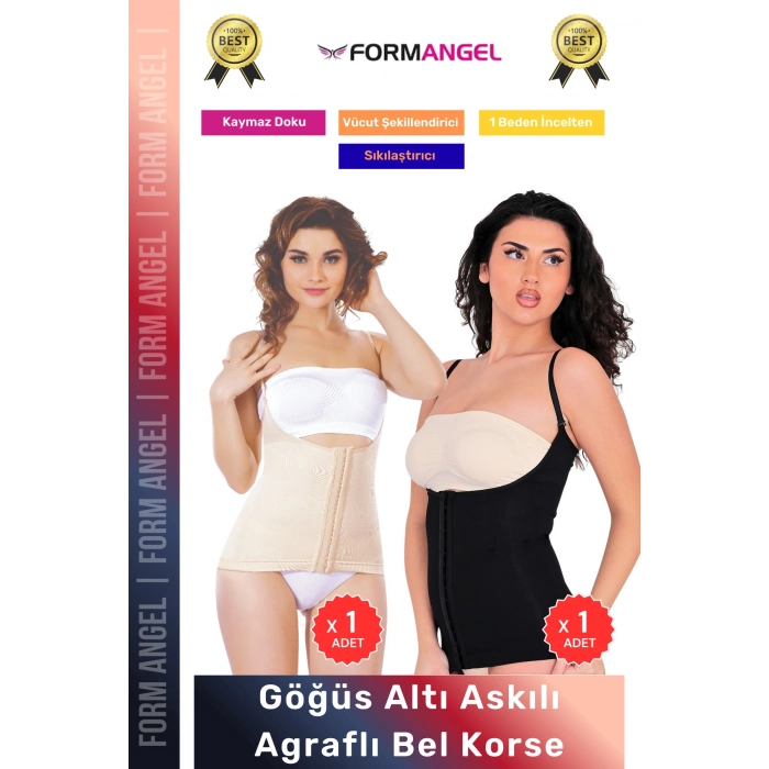 #Korse Vücut Şekillendiren Toparlayıcı Kadın Göğüs Altı Askılı Agraflı Bel Korse 2li Set
