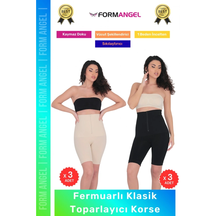 #Korse Vücut Bel Popo Şekillendiren Sıkılaştırıcı Fermuarlı Paçalı Klasik Toparlayıcı Korse 6lı Set