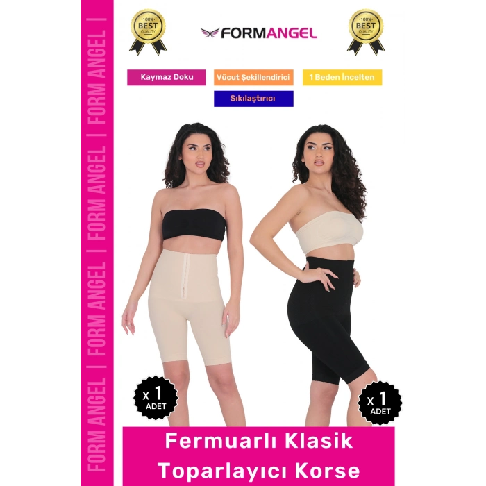 #Korse Yüksek Bel Karın Mide Toparlayıcı Popo Sıkılaştırıcı Paçalı Kadın Agraflı Korse 2li Set