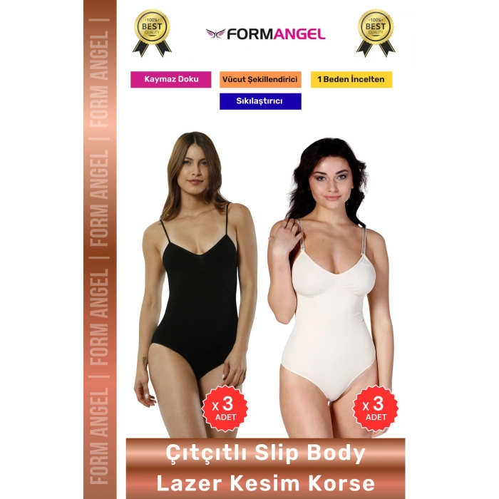 #Korse Lazer Kesim Seamless İz Göstermeyen Toparlayıcı Kaymayan Çıtçıtlı Slip Body Korse 6lı Set