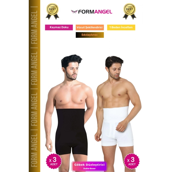 #BoxerKorse Göbek Düzleştirici Bel Basen Toparlayıcı Sıkılaştırıcı Duble Erkek Boxer Korse 6lı Set
